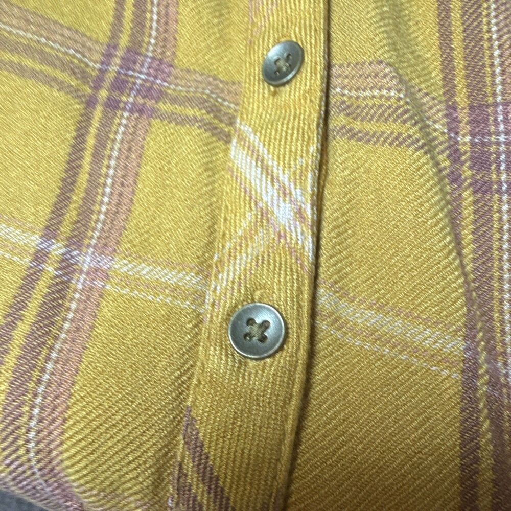 Maurices Yellow Purple White Plaid Collared Button-Up Long Sleeve Rayon XL - Picture 11 of 12